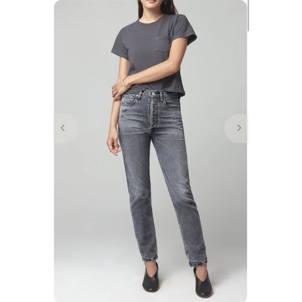 Citizens Of Humanity Charlotte Straight Leg Denim Jeans 29 Gray Black Wash High